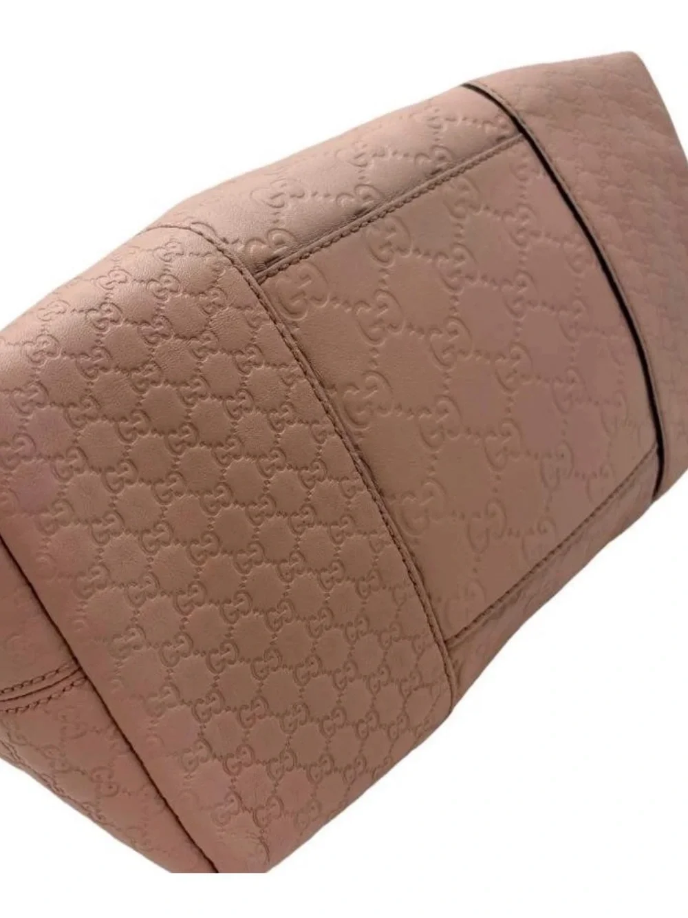 GUCCI Guccissima Bree Medium Foldover Tote Pink Leather 2-Way Crossbody Bag